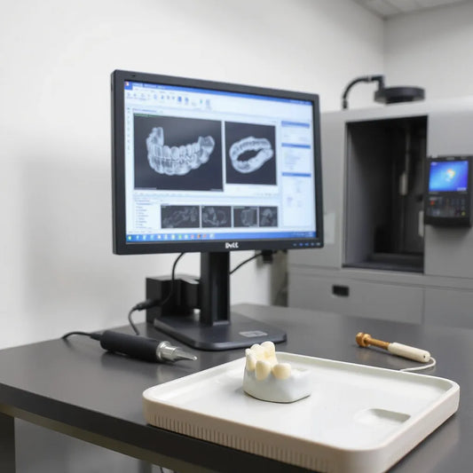 Computer-assisted CAD model and milling machine in a dental lab for accurate crown restorations